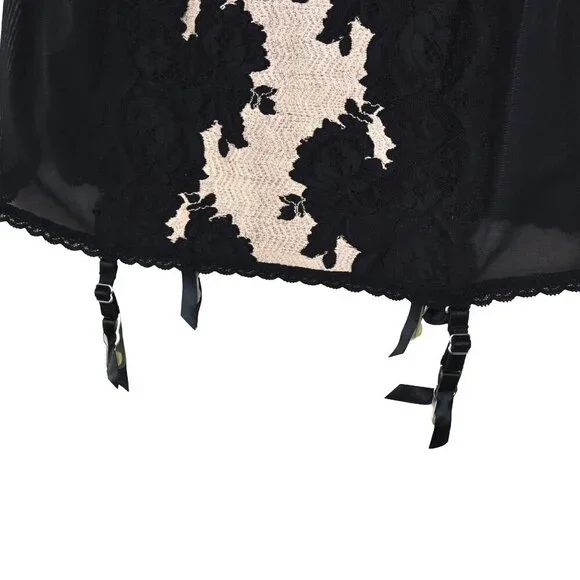 NWT Victoria Secret Black Lace Mesh Bustier Slip Size 36B Lingerie Garter Corset - Picture 5 of 9